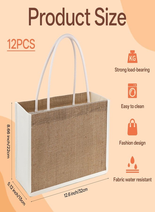 Alrhso 12pcs Burlap Gift Bags with Handles Burlap Tote Bags Small Jute Bag for Return Gifts Beach Bag for Women Wedding Welcome Bagss for Party Favors (12.6 X 8.66 X 5.12 Inch) - Image 2